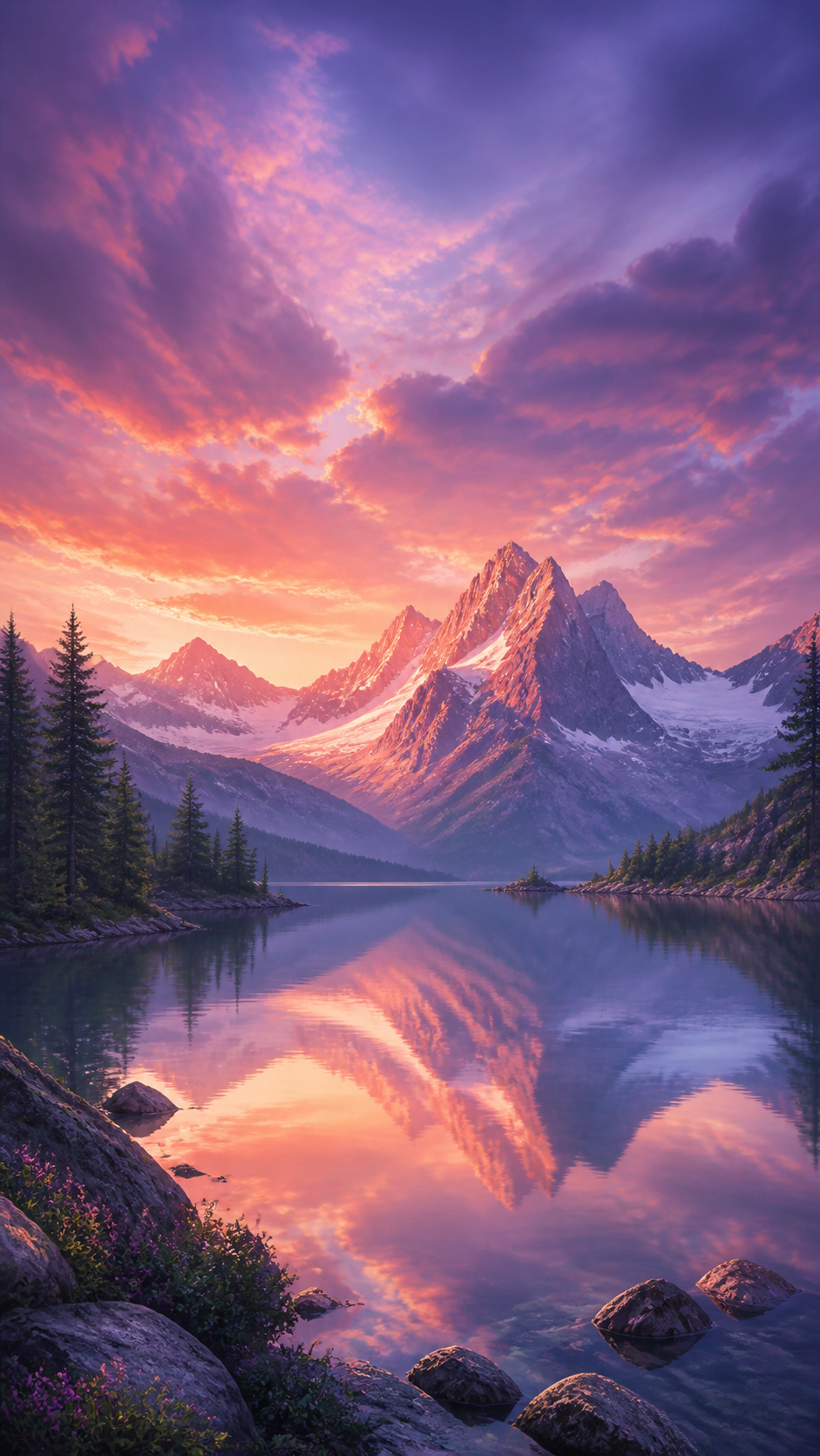 Alpine Dawn Nature Handy Wallpaper in hoher Auflösung