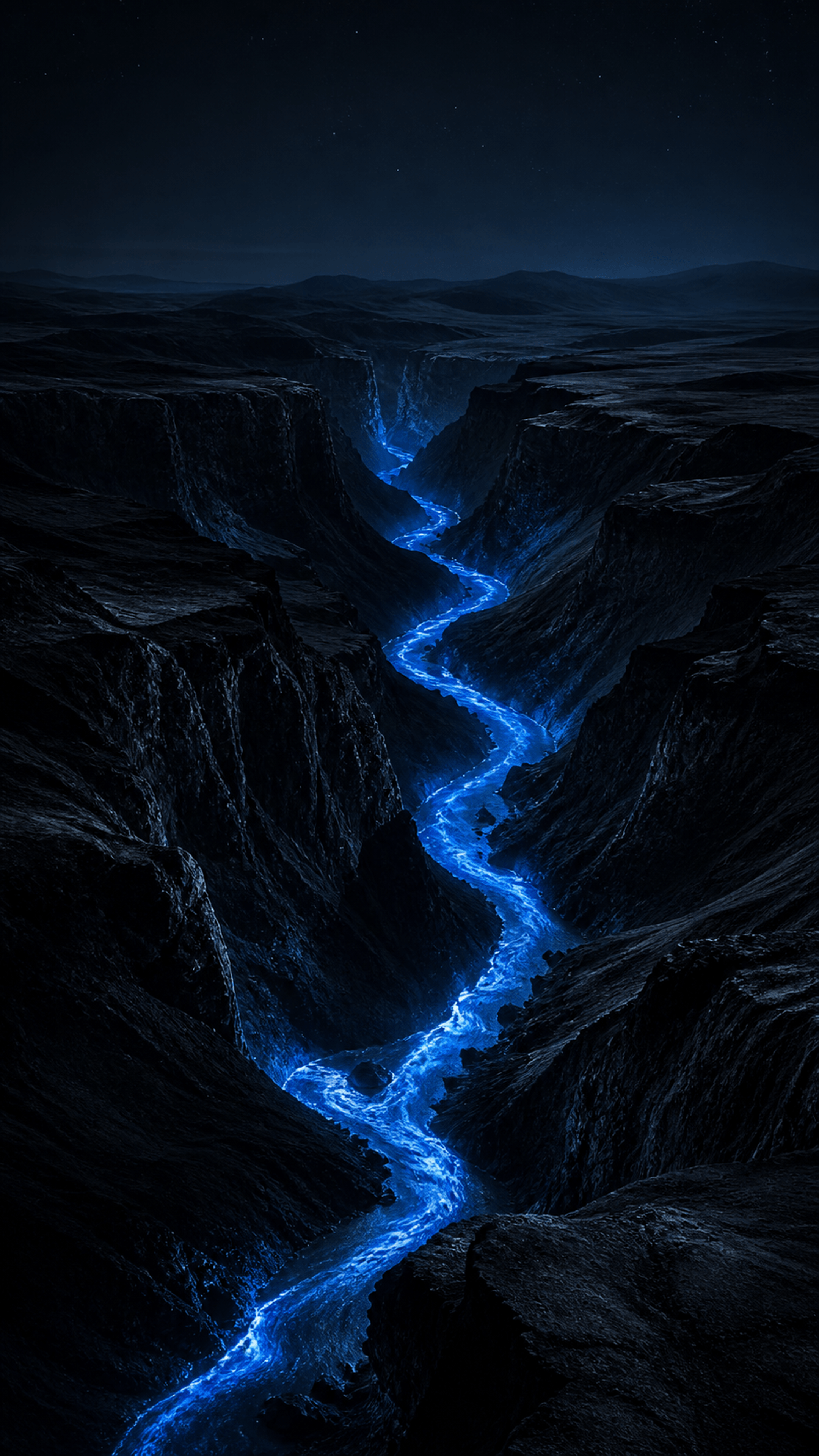 Cobalt Canyon River AMOLED phone wallpaper in high resolution