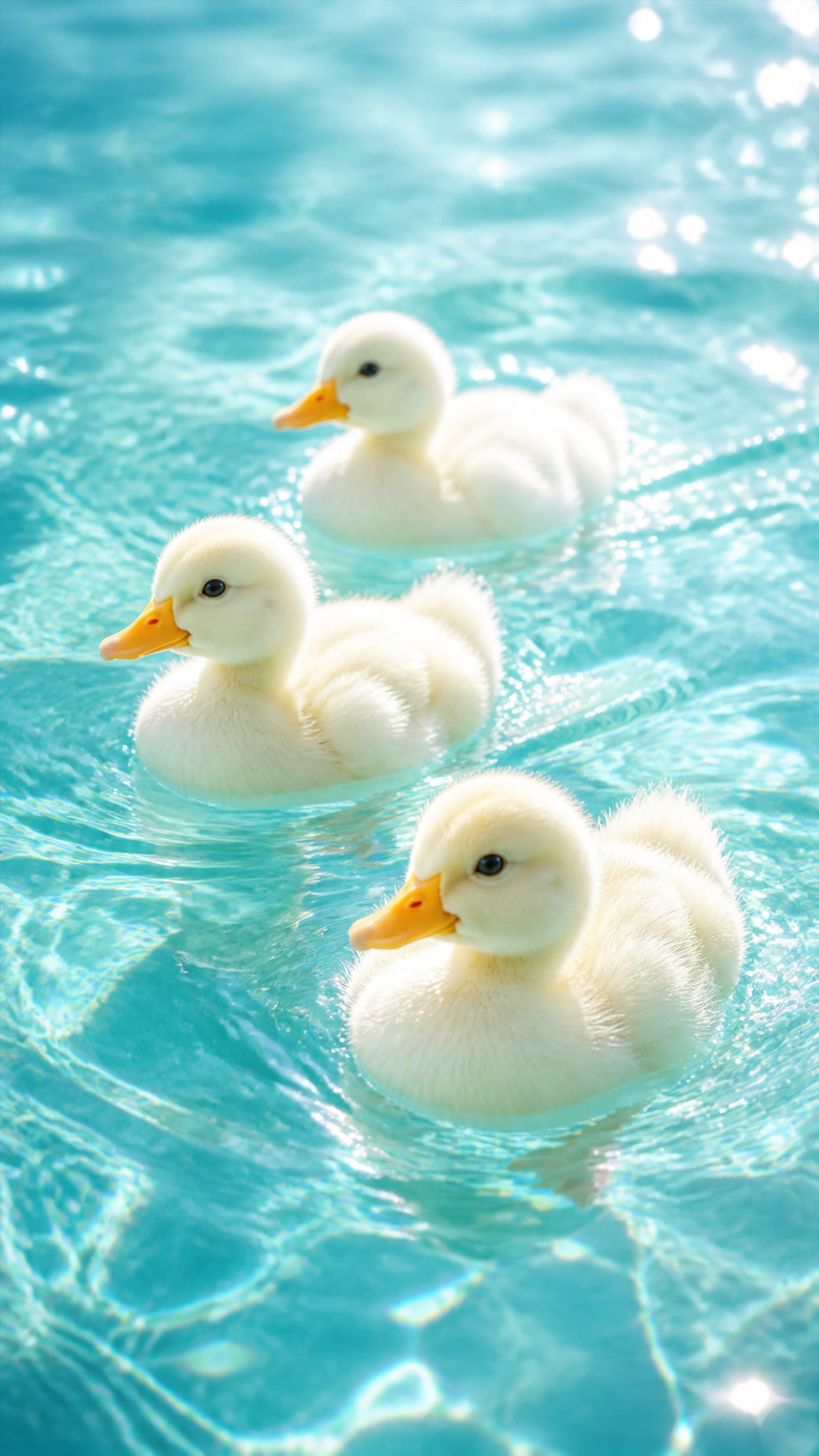 Crystal Water Ducklings Animals phone wallpaper in high resolution