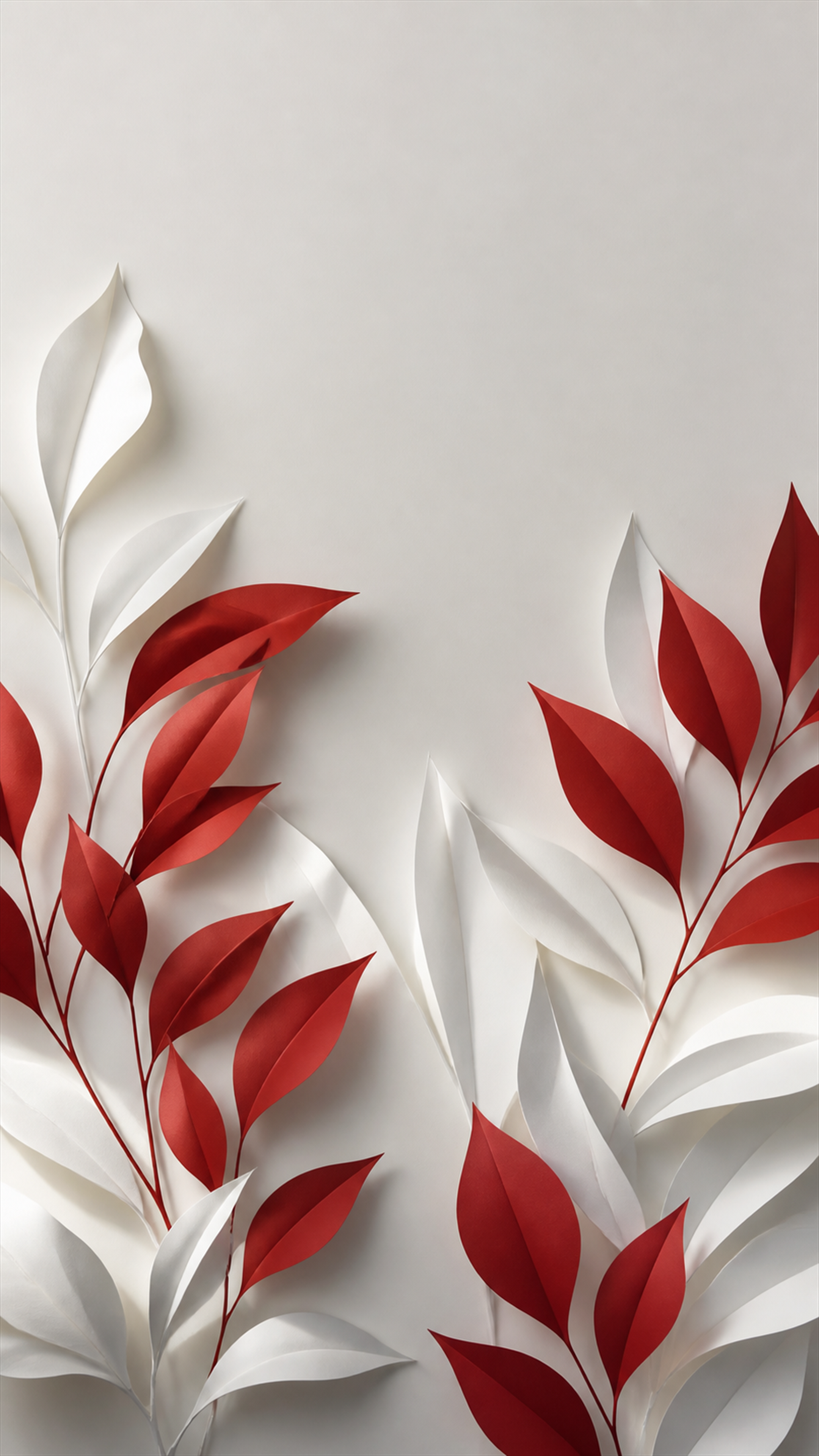 Scarlet Paper Leaves Minimal phone wallpaper in high resolution