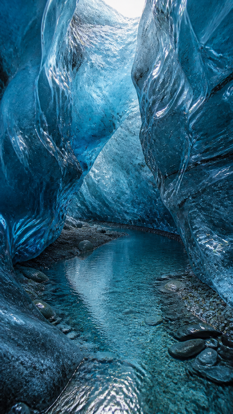 Sapphire Ice Cave Nature phone wallpaper in high resolution